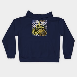 Blue Tropical Leaves Pattern Kids Hoodie